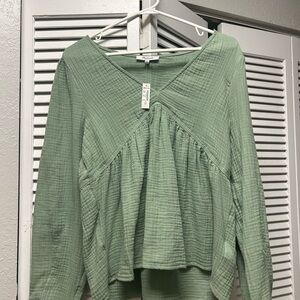 Madewell Green Lightspun Blouse